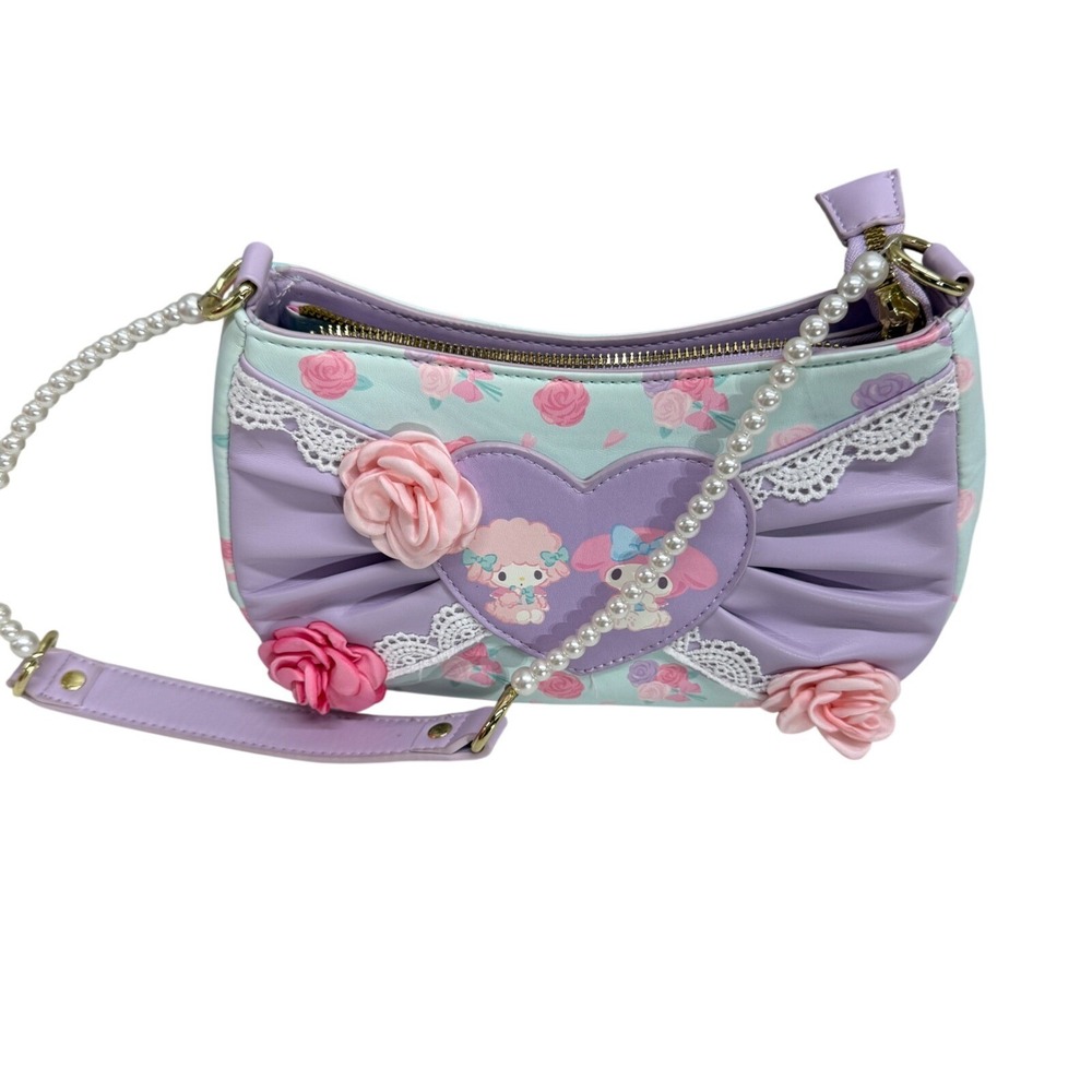 Sanrio My Melody My Sweet Piano Floral Pearl Strap Shoulder Bag Pastel Kawaii